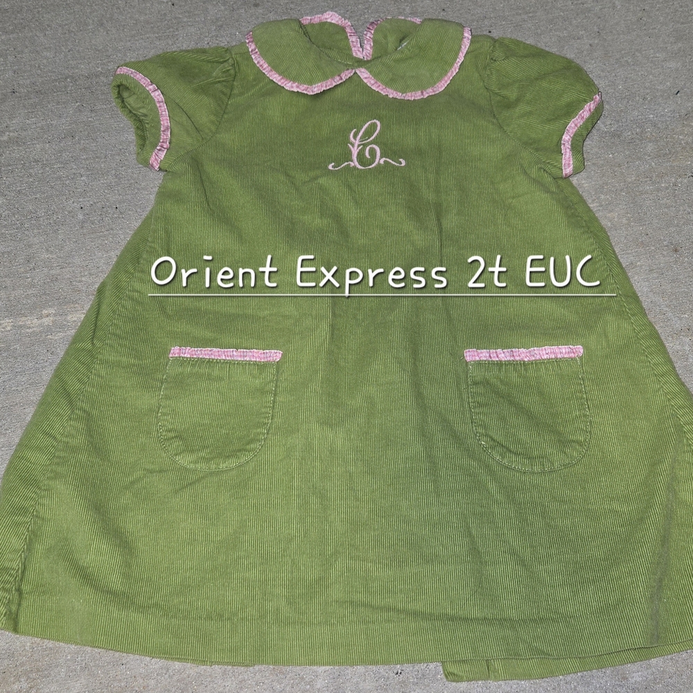 Orient Express Green Dress with Pink Accents